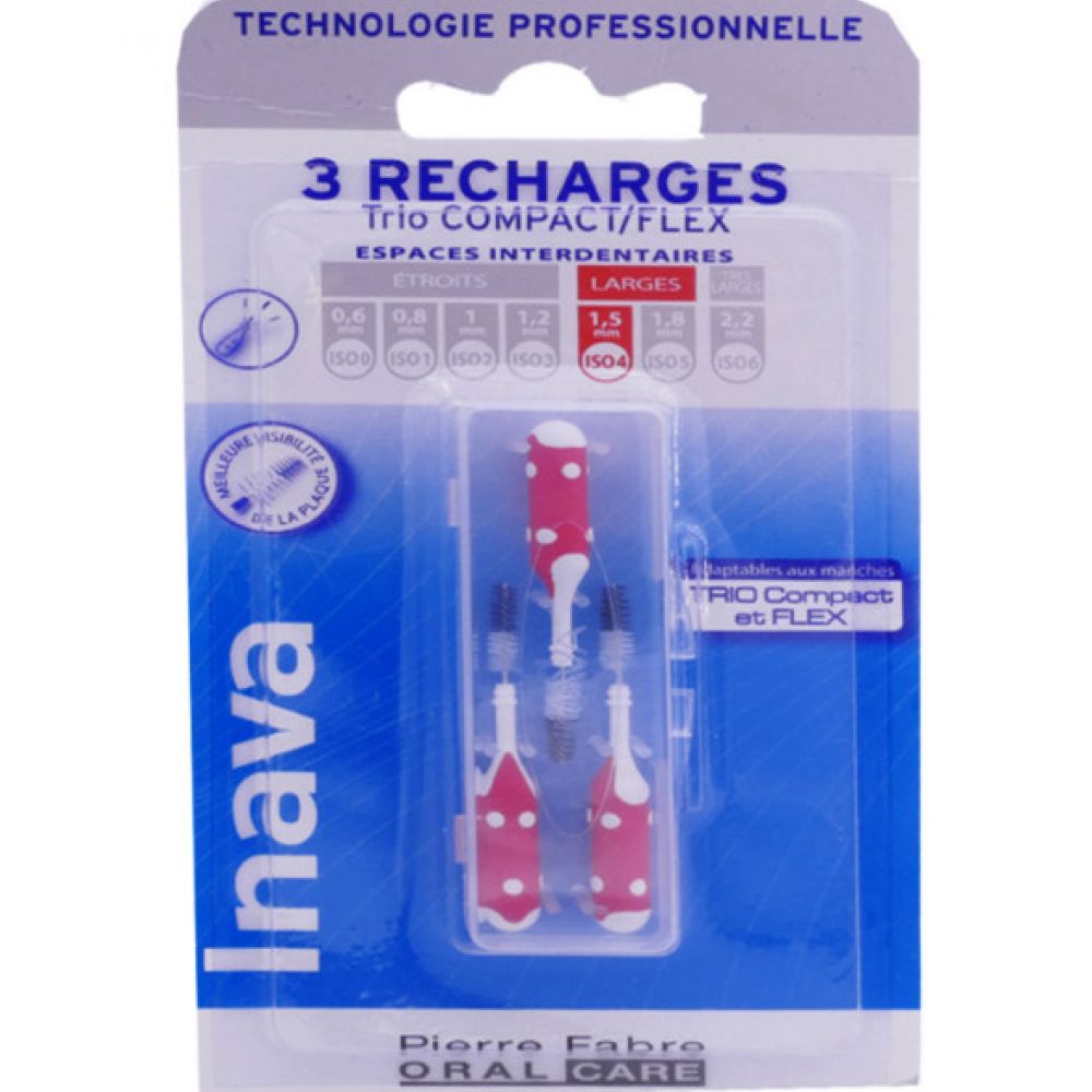 Inava - Brossettes interdentaires 3 recharges rouges - Larges 1.5 mm