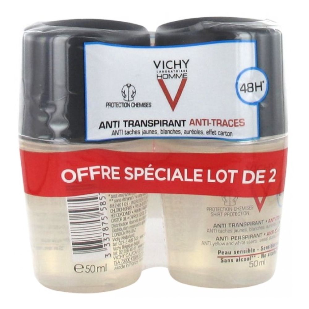 Vichy - Déodorant homme anti-transpirant 48h - 2x50ml