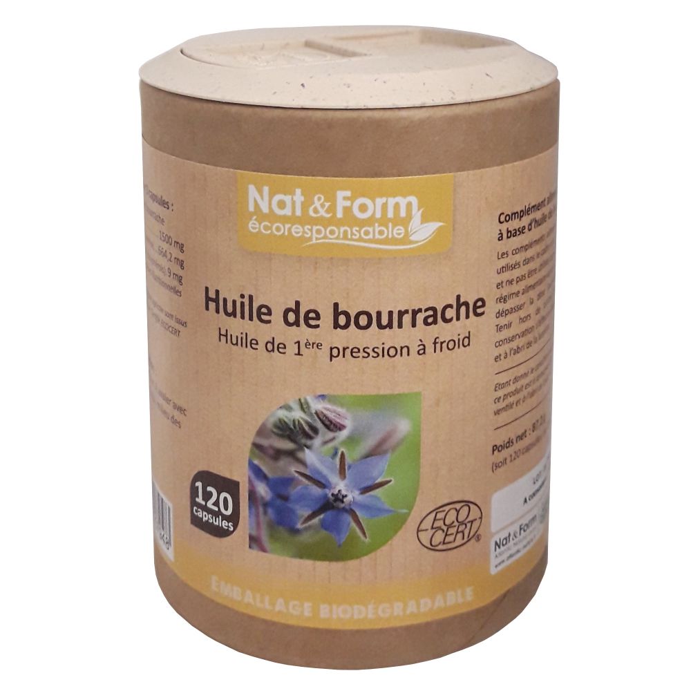 Nat & Form - Huile de bourrache - 120 capsules