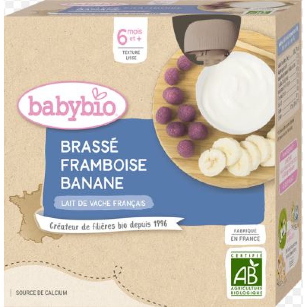Babybio - Brassé framboise banane - dès 6 mois - 4 x 85 g