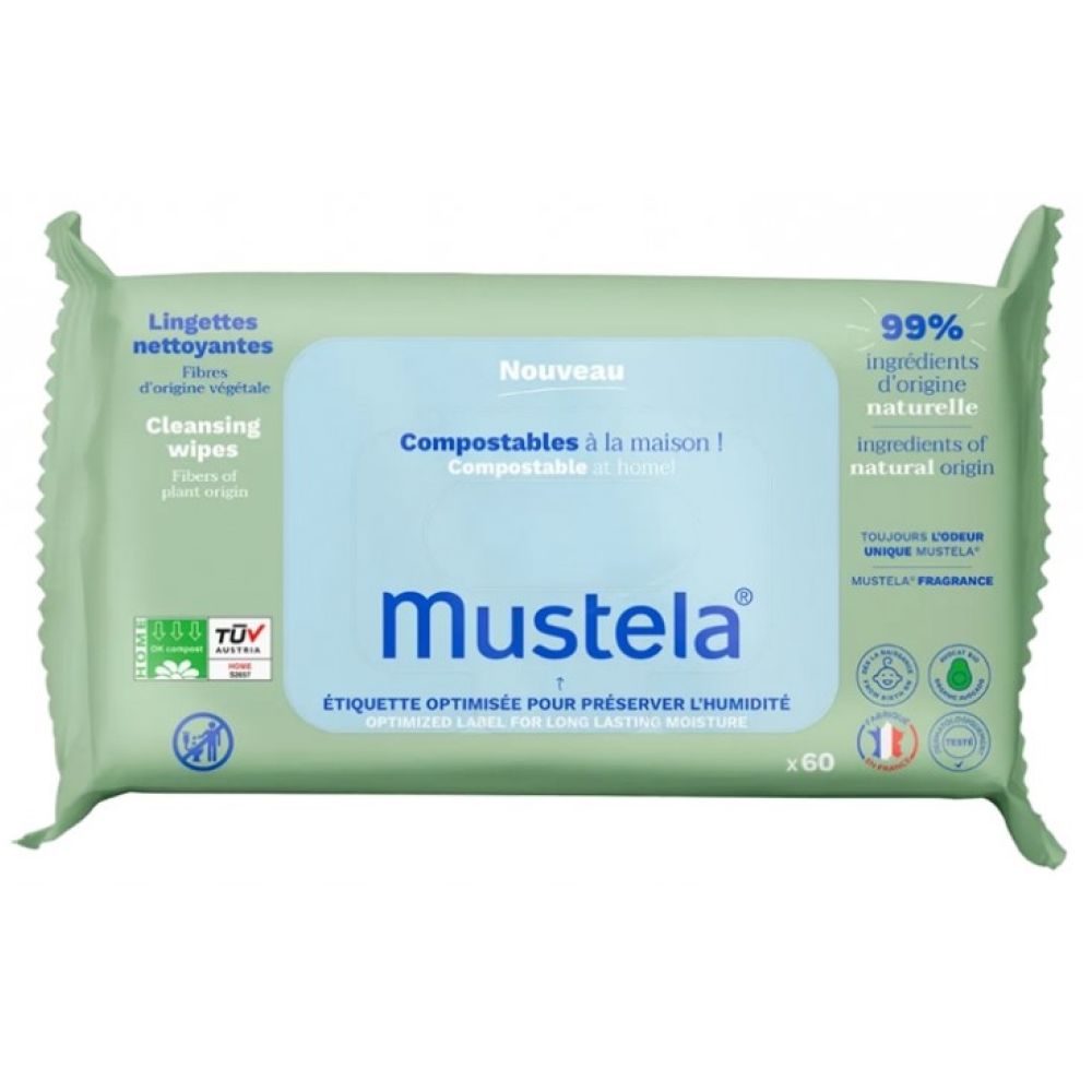 Mustela - Lingettes nettoyantes - 60 lingettes