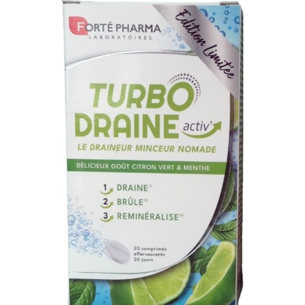 Forté pharma - Turbo draine gout citron vert et menthe - 20 comprimés effervescents