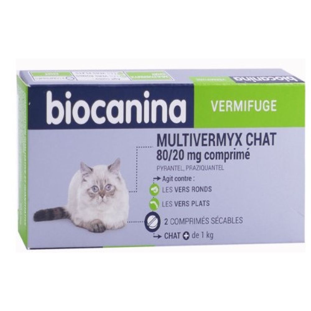 Biocanina - Vermifuge multivermyx chat - 2 comprimés sécables