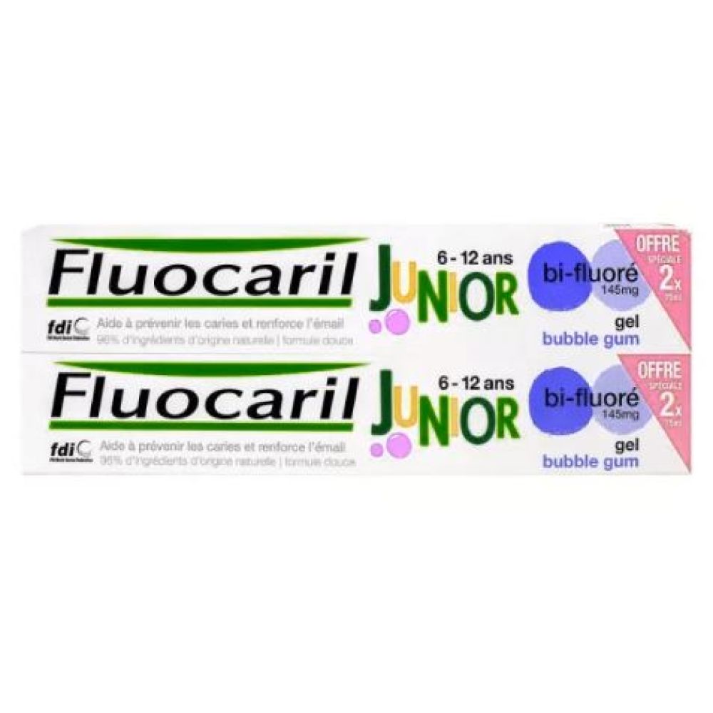 Fluocaril - Dentifrice - Junior 6/12 ans - Gel Bubble - 2X75 ml