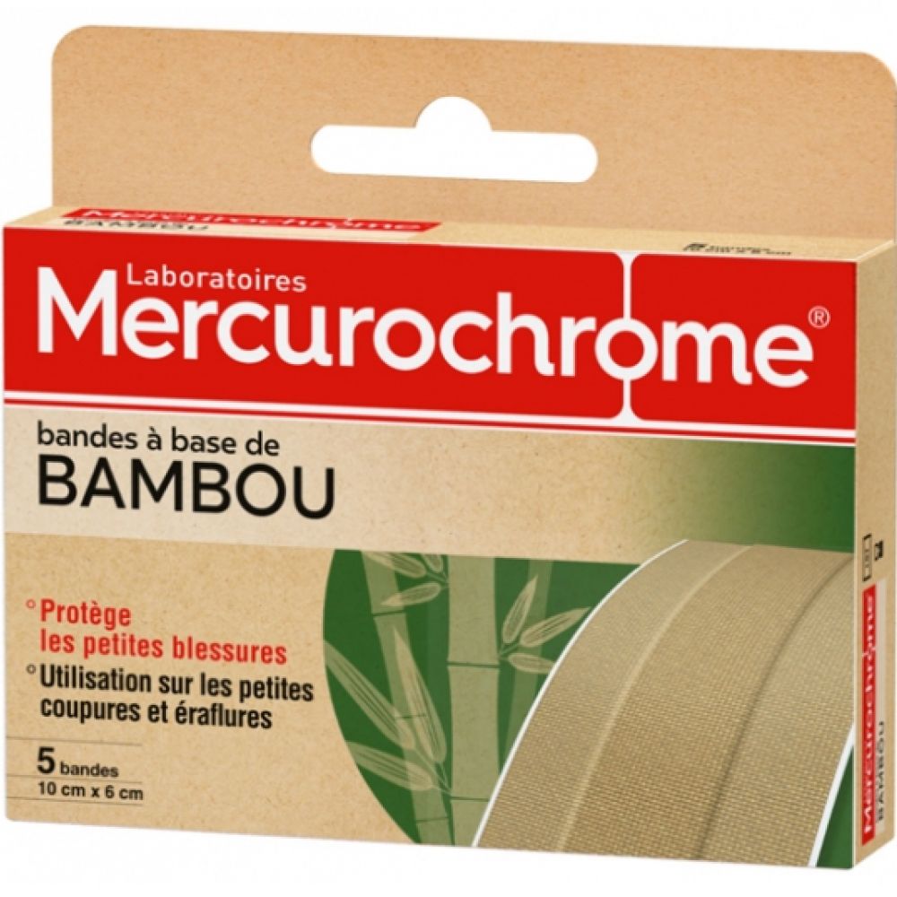 Mercurochrome - Bandes à base de Bambou - 5 bandes 10x6cm