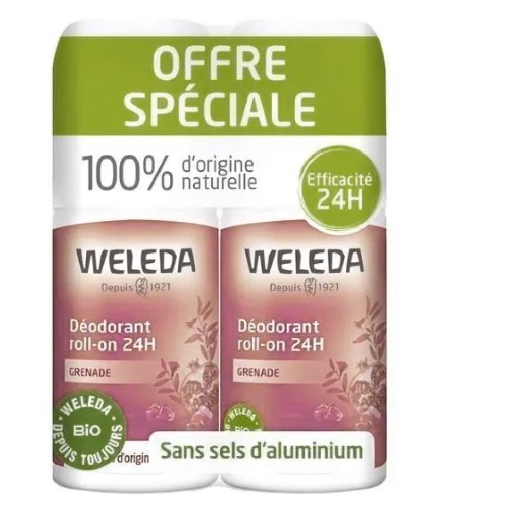 Weleda - Déodorant roll-on 24 Grenade lot de 2 - 2x50ml