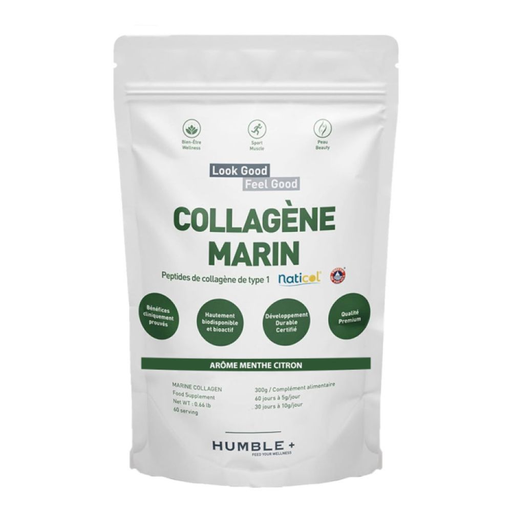 Humble+ - Collagène marin naticol arôme menthe-citron - 300g