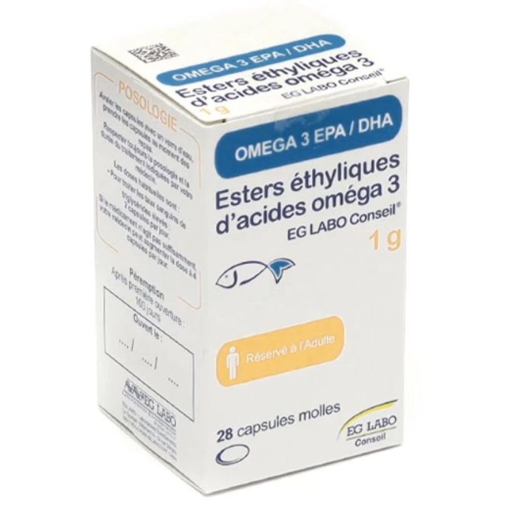 EG Labo - Esthers éthyliques d'acides oméga 3 1g - 28 capsules molles