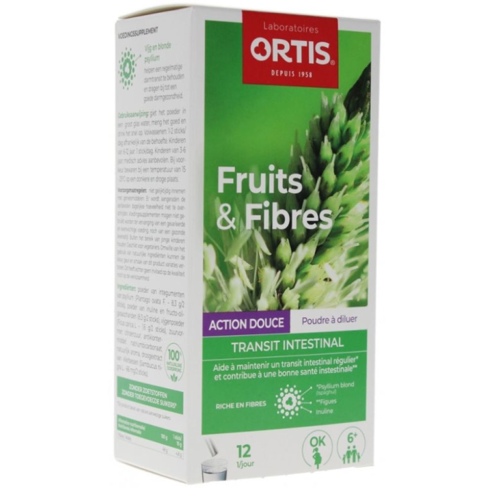 Ortis - Fruits et fibres - transit intestinal - poudre à diluer - 120g