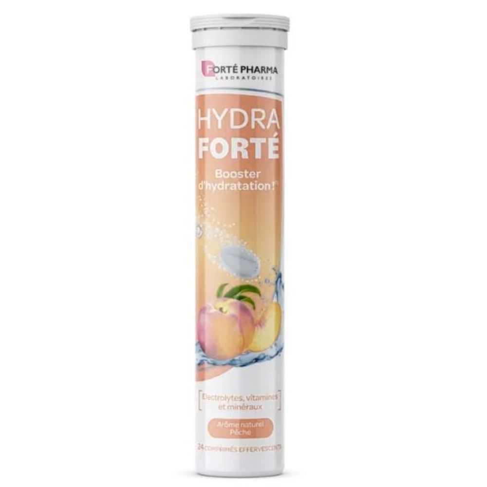 Forté Pharma - Hydra Forté booster d'hydratation goût pêche - 24 comprimés effervescents