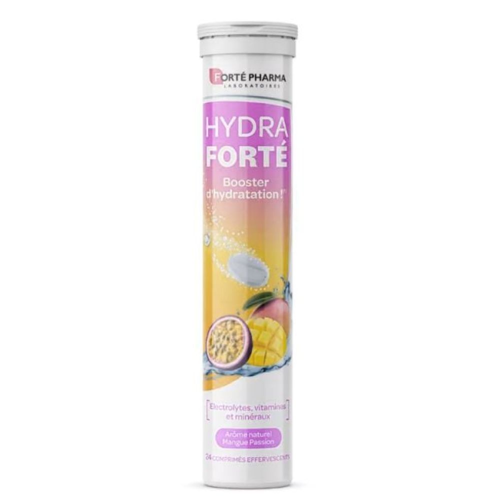 Forté Pharma - Hydra Forté booster d'hydratation goût mangue passion - 24 comprimés effervescents