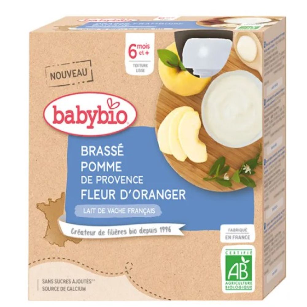 Babybio - Brassé pomme / fleur d'oranger - 4x85g