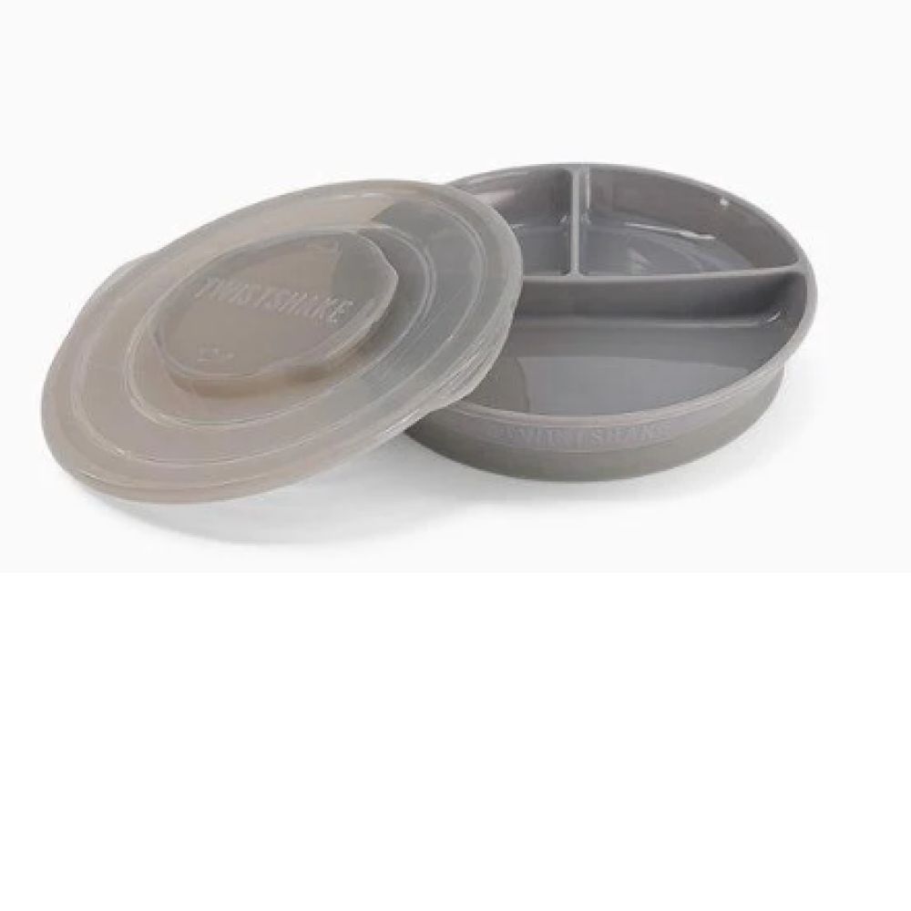 Assiette plateau enfant support antidérapant mini 6 m+ gris Twistshake