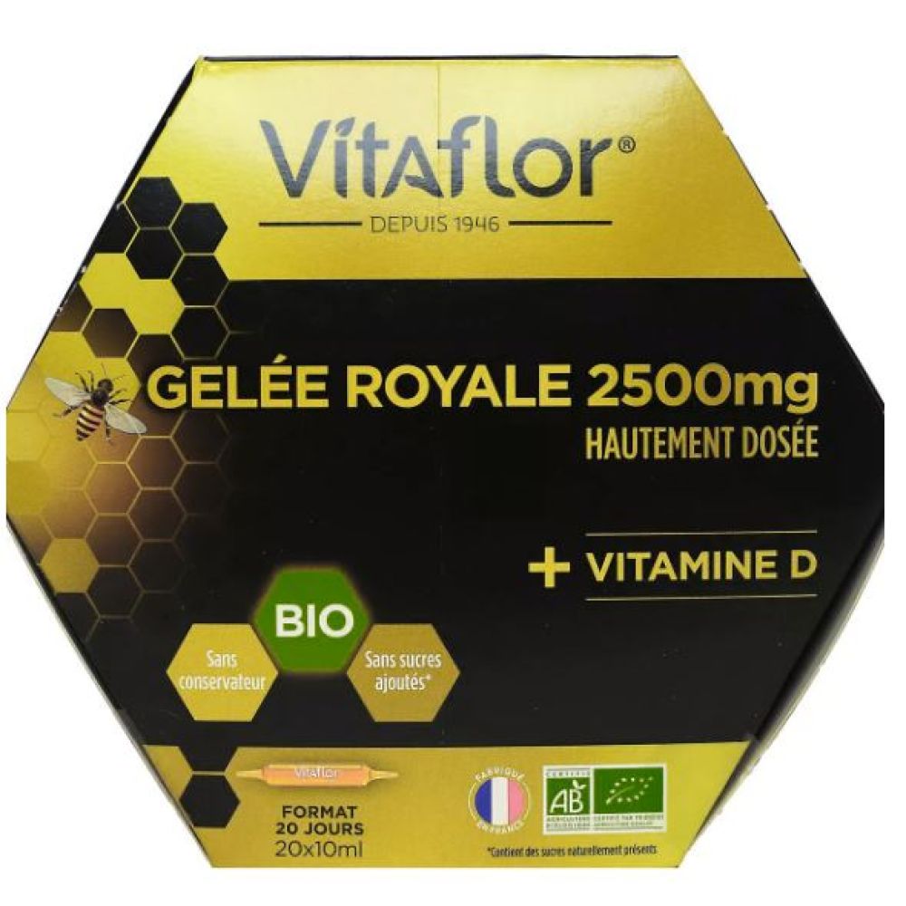 Vitaflor - Gelée Royale Bio 2500Mg vitamine D - 20 Ampoules