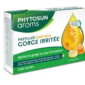 Phytosun - Pastille gorge irritée goût miel - 24 pastilles