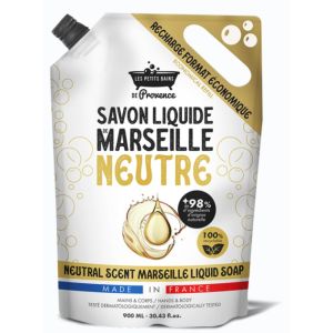 Les Petits Bains de Provence - Recharge Savon liquide de Marseille neutre - 900ml